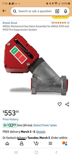 Ansul mechanical gas valve - mechanical,